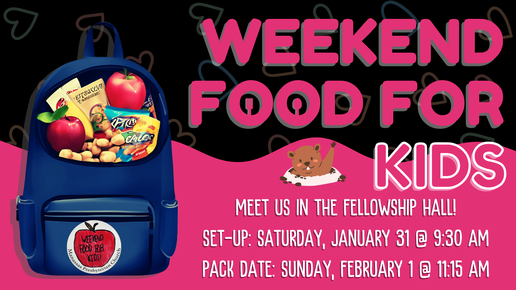 February Weekend Food for Kids Packing on Sunday, February 1.