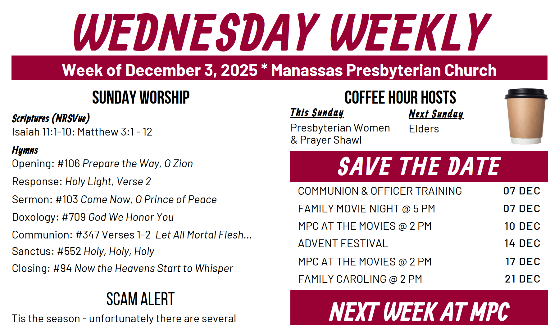 Weekly December 3, 2025