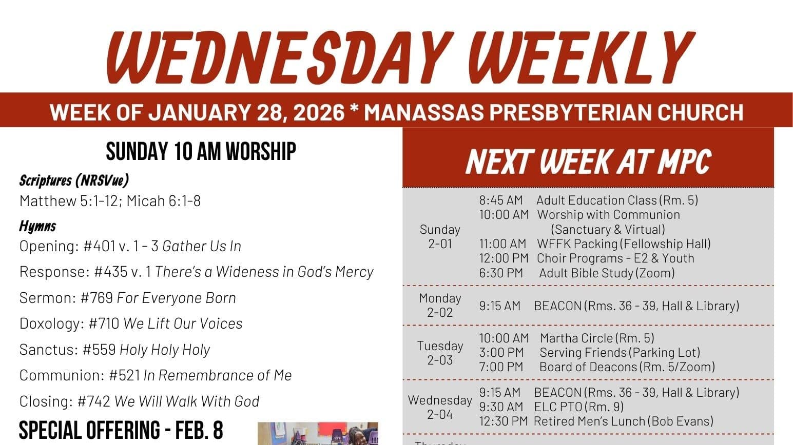 Wednesday E-blast One Page #1 - 1