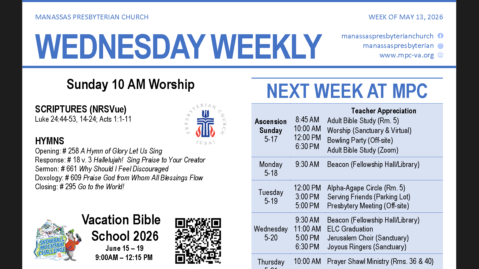 Weekly E-blast Update - May 13, 2026