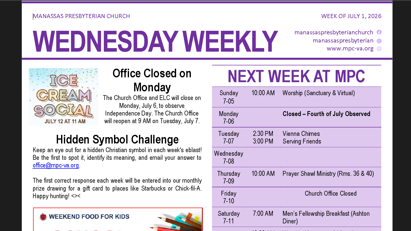 Weekly E-blast Update - July 1, 2026