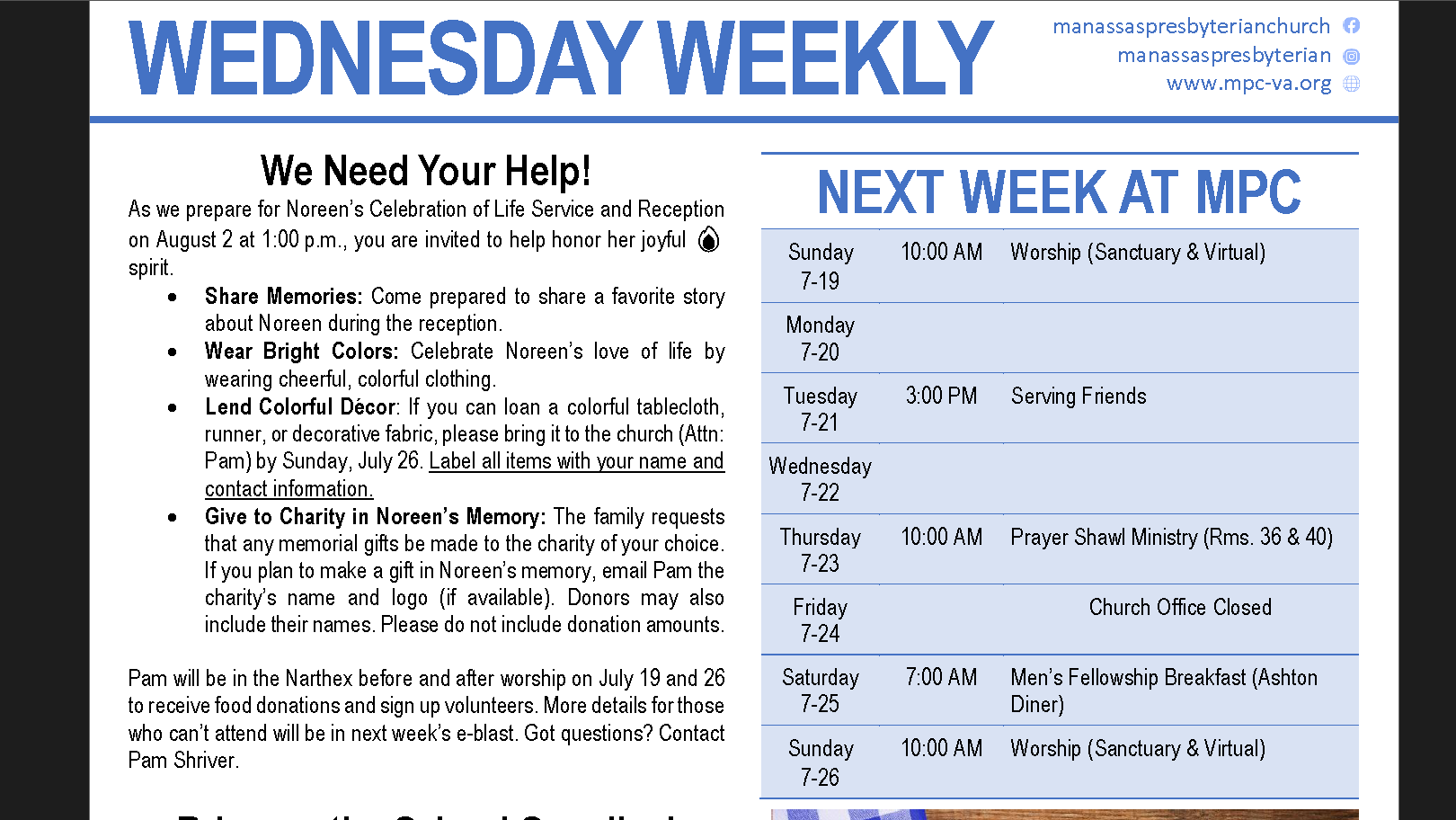 Weekly E-blast Update - July 15, 2026